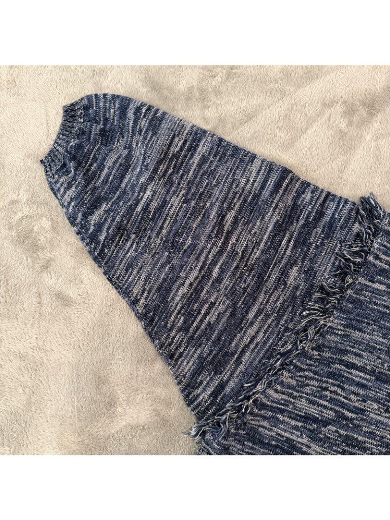 Curator Sf Fringe Sweater 100% Cotton Xl-2xl Blue Ethically Made Peru — image 3 of 7